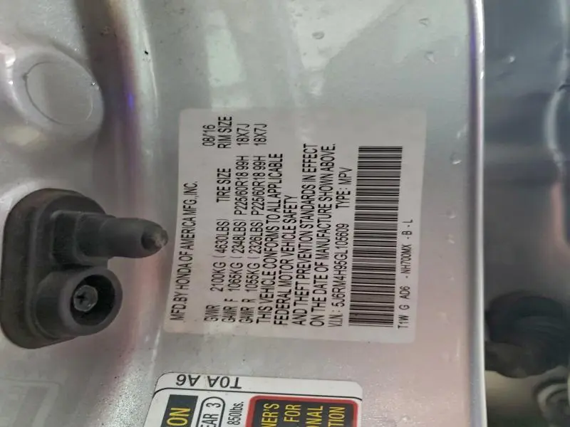 2016 HONDA CR-V TOURING  