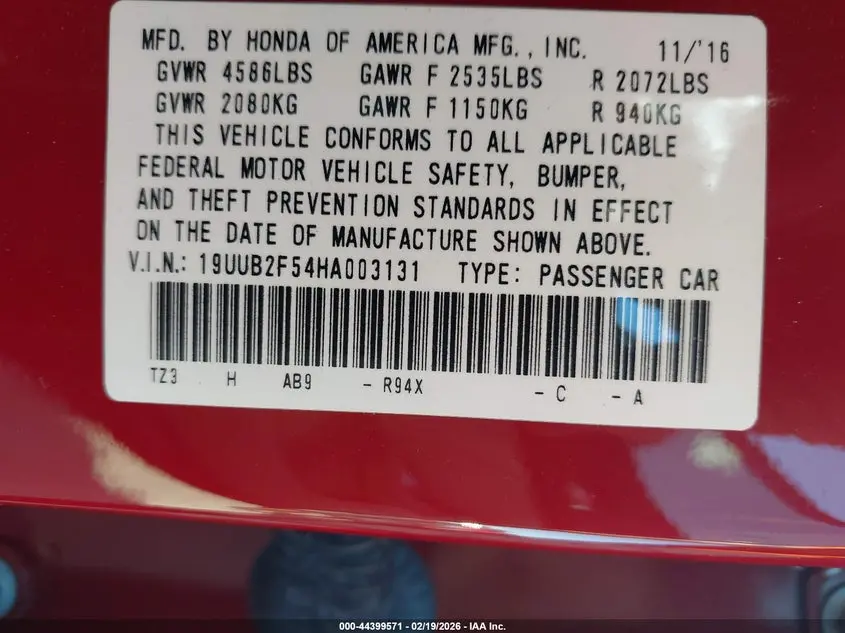 2017 ACURA TLX TECHNOLOGY PACKAGE