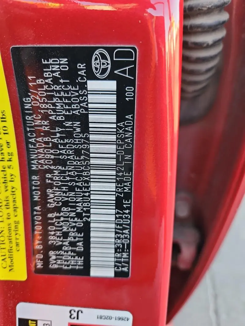 2011 TOYOTA COROLLA BASE  