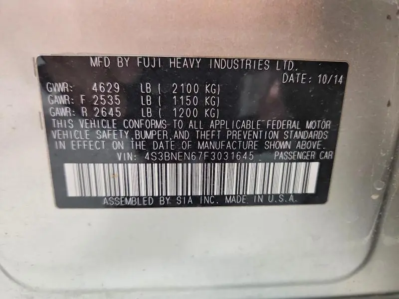 2015 SUBARU LEGACY 3.6R LIMITED  