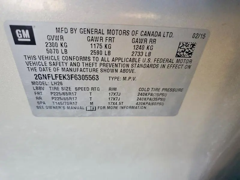 2015 CHEVROLET EQUINOX LT  