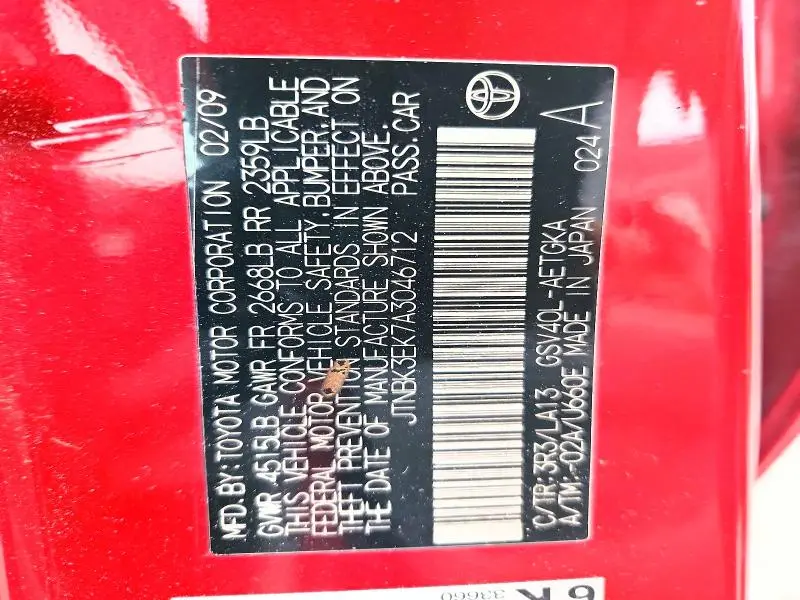 2010 TOYOTA CAMRY XLE V6  