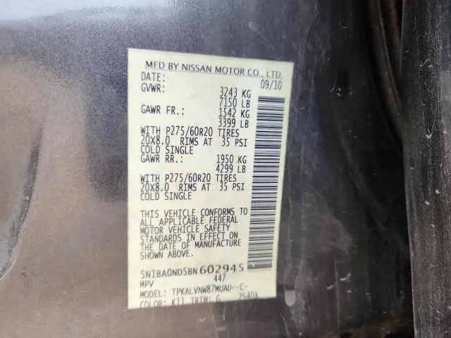 2011 NISSAN ARMADA SV  