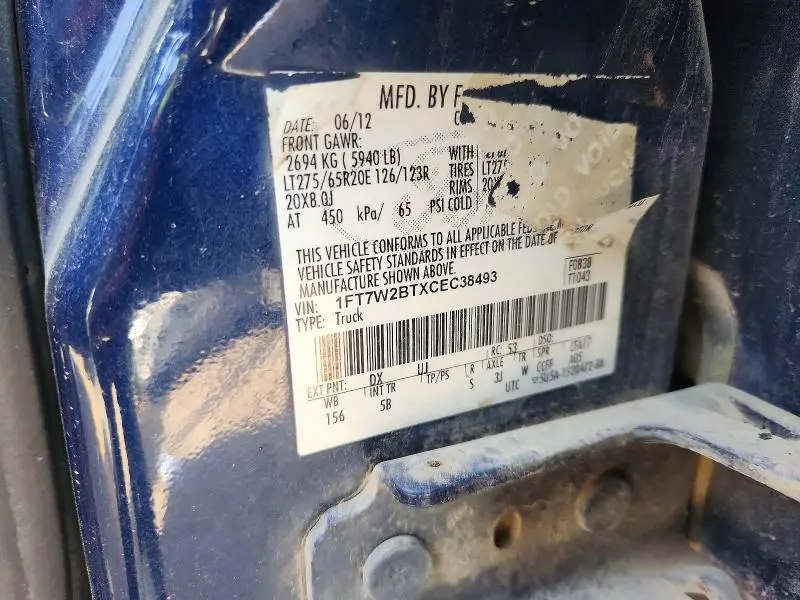 2012 FORD F250 SUPER DUTY  