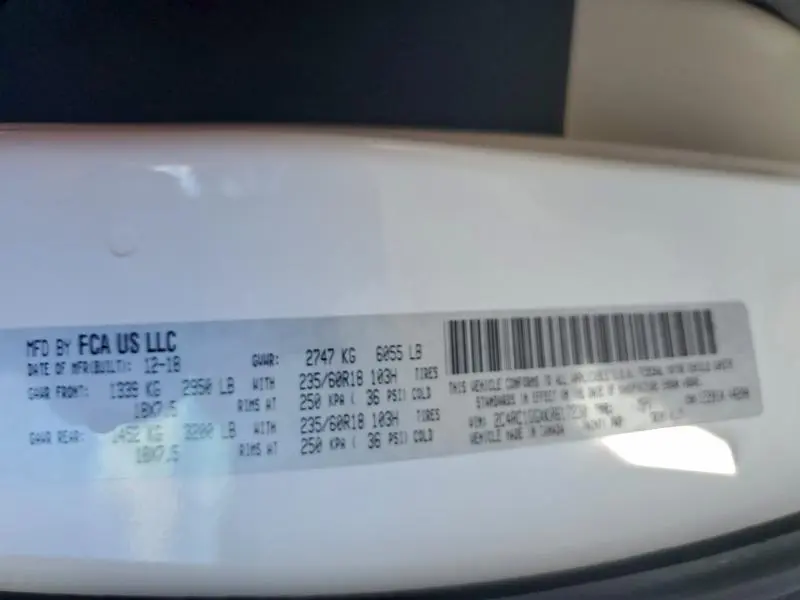 2019 CHRYSLER PACIFICA LIMITED  