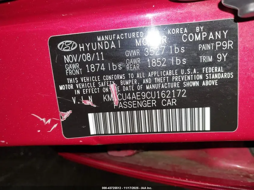 2012 HYUNDAI ACCENT GLS