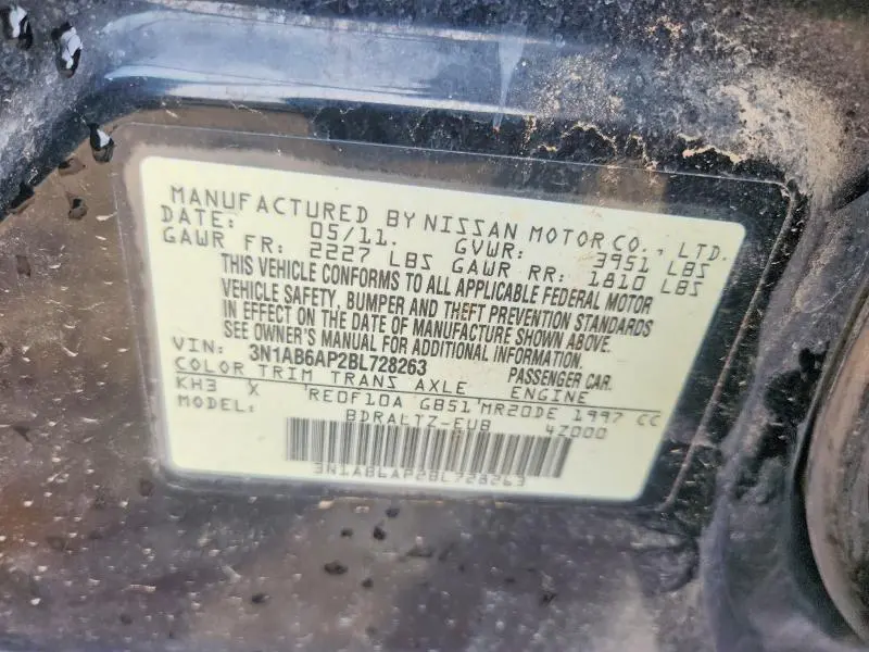 2011 NISSAN SENTRA 2.0/2.0S/SR/2.0SL  