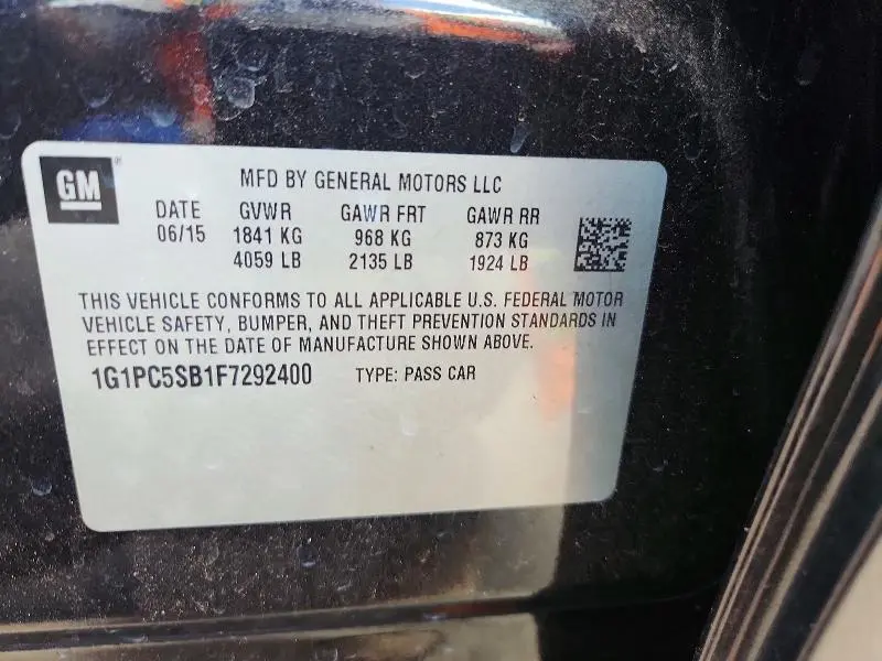 2015 CHEVROLET CRUZE LT  
