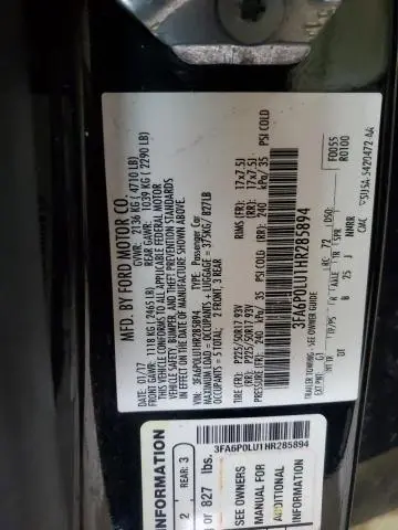 2017 FORD FUSION SE HYBRID  