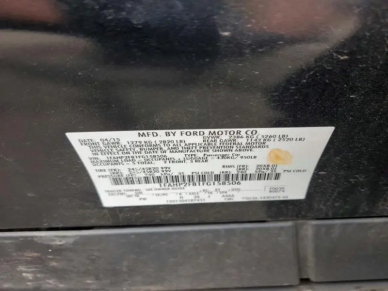 2015 FORD TAURUS LIMITED  