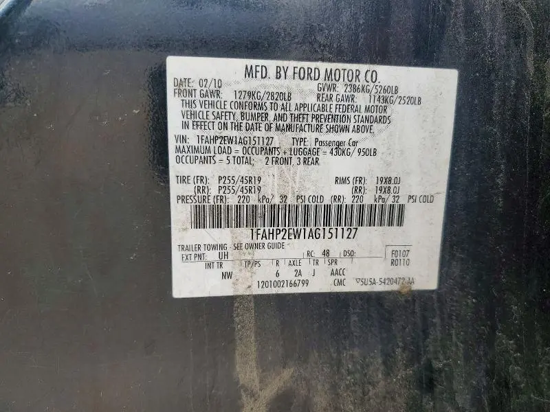 2010 FORD TAURUS SEL  