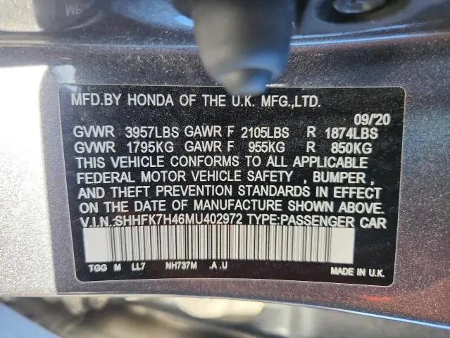 2021 HONDA CIVIC SPORT  