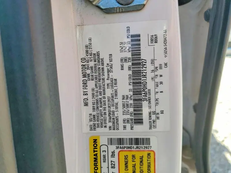 2018 FORD FUSION SE  