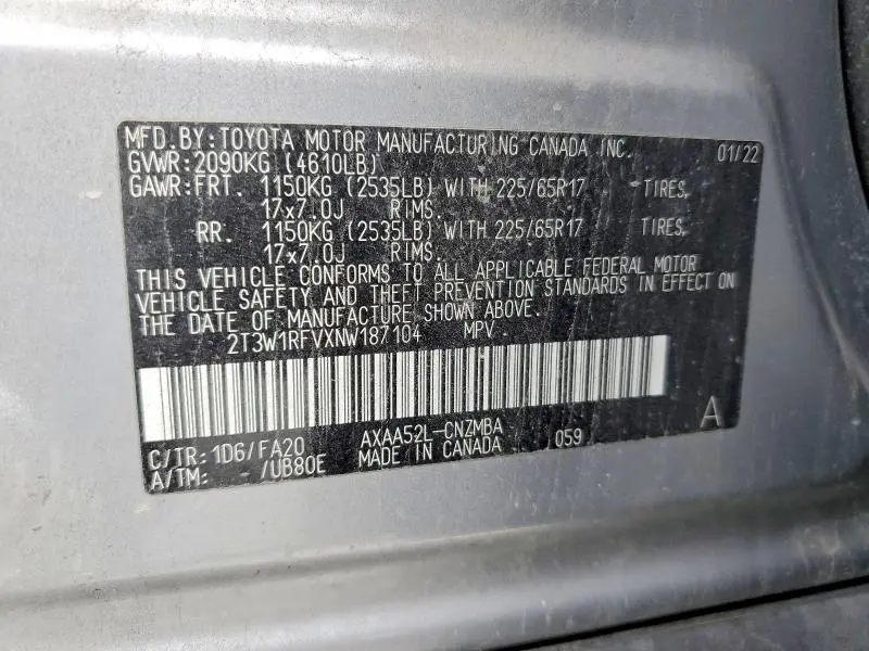 2022 TOYOTA RAV4 XLE  