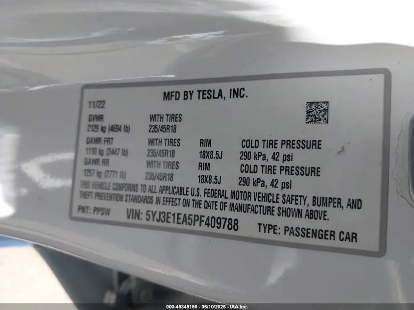 2023 TESLA MODEL 3 REAR-WHEEL DRIVE