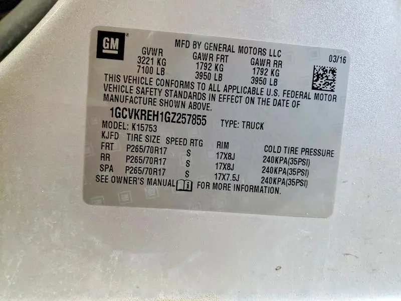 2016 CHEVROLET SILVERADO K1500 LT  