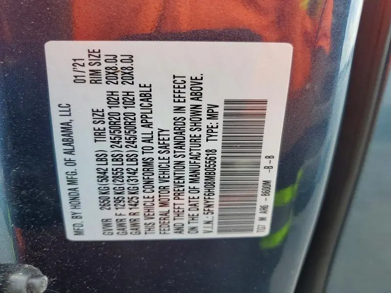 2021 HONDA PILOT ELITE  