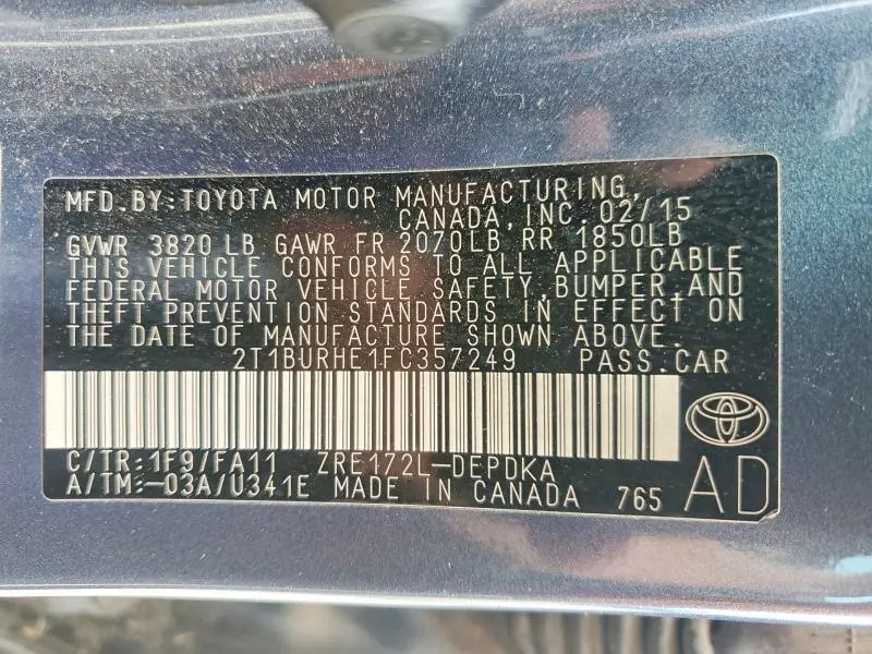 2015 TOYOTA COROLLA   