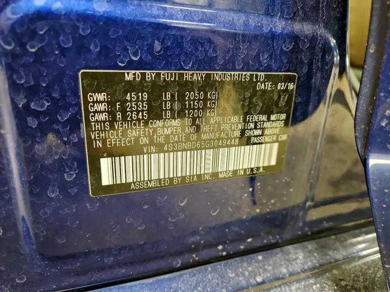 2016 SUBARU LEGACY 2.5I PREMIUM  