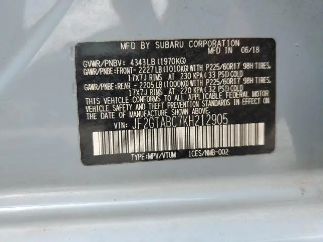 2019 SUBARU CROSSTREK 