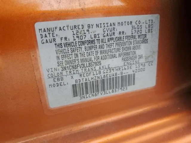 2020 NISSAN VERSA SR  