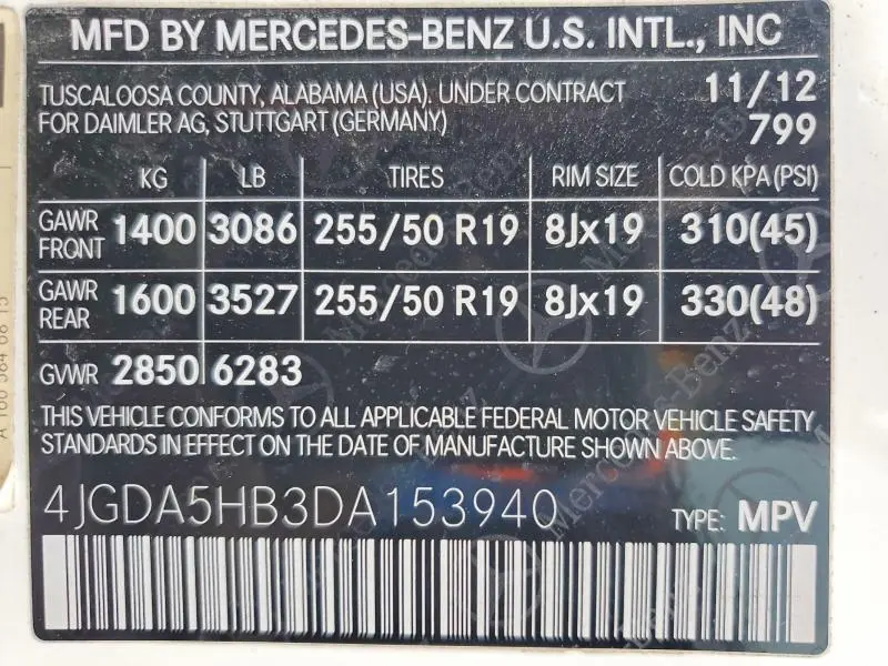 2013 MERCEDES-BENZ ML 350 4MATIC  