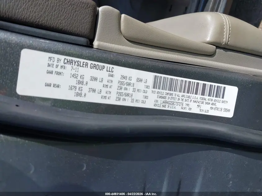 2011 JEEP GRAND CHEROKEE LAREDO