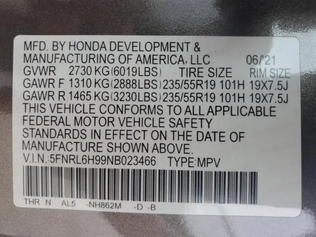 2022 HONDA ODYSSEY ELITE  
