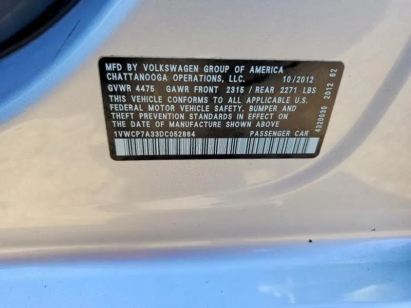 2013 VOLKSWAGEN PASSAT SEL  