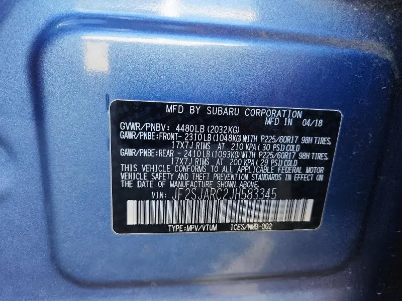 2018 SUBARU FORESTER 2.5I LIMITED  