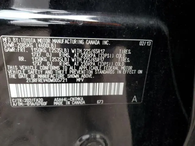 2013 TOYOTA RAV4 XLE  