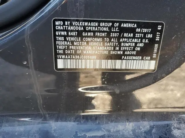 2018 VOLKSWAGEN PASSAT S