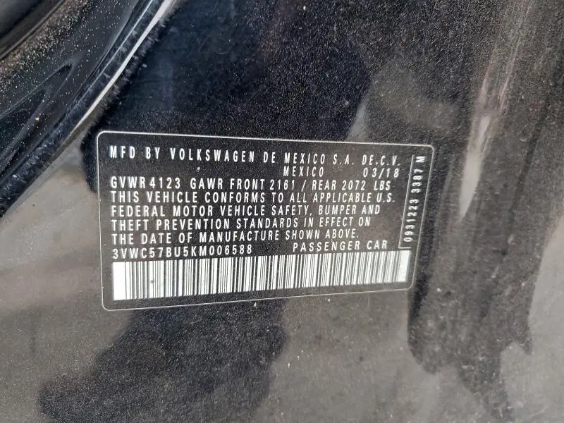 2019 VOLKSWAGEN JETTA S  