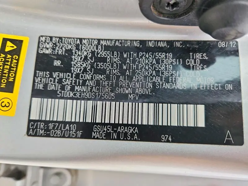 2013 TOYOTA HIGHLANDER LIMITED  