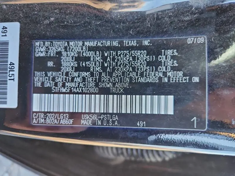 2010 TOYOTA TUNDRA CREWMAX LIMITED  