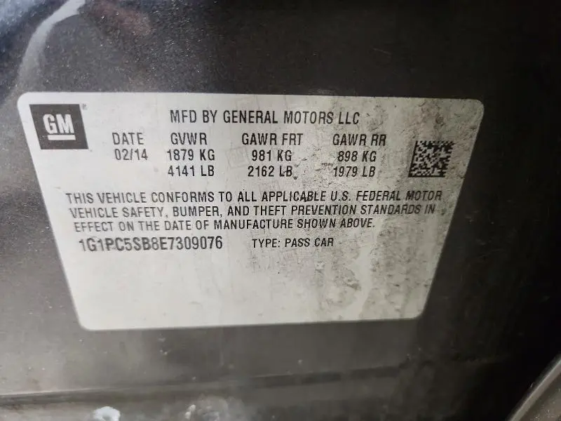 2014 CHEVROLET CRUZE LT  