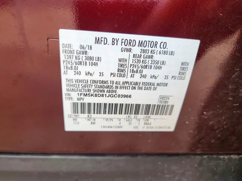 2018 FORD EXPLORER XLT  