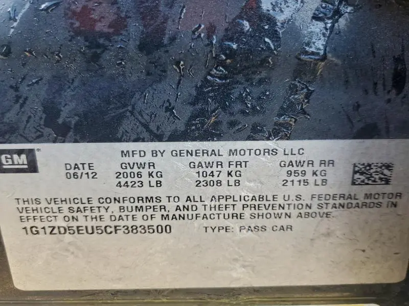 2012 CHEVROLET MALIBU 2LT  