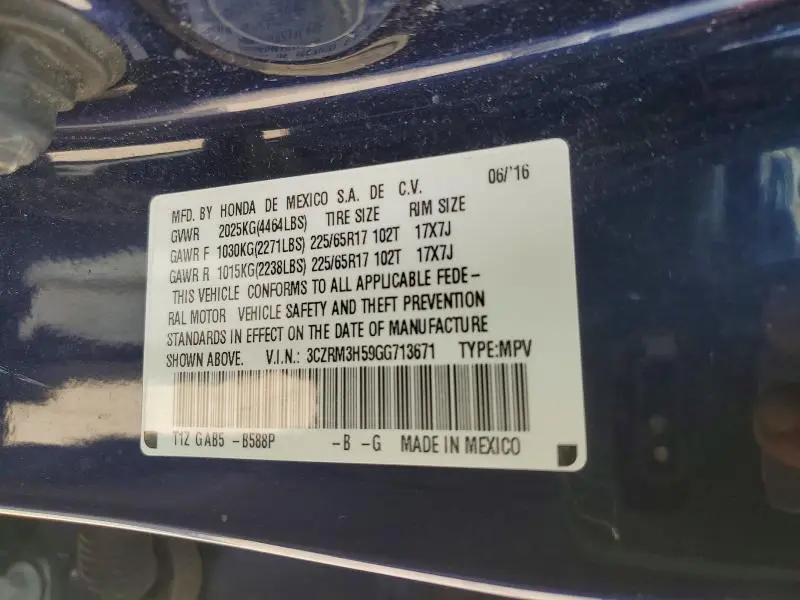 2016 HONDA CR-V EX  