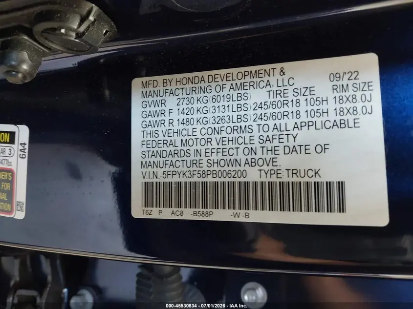 2023 HONDA RIDGELINE RTL