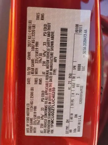 2020 FORD ESCAPE TITANIUM  