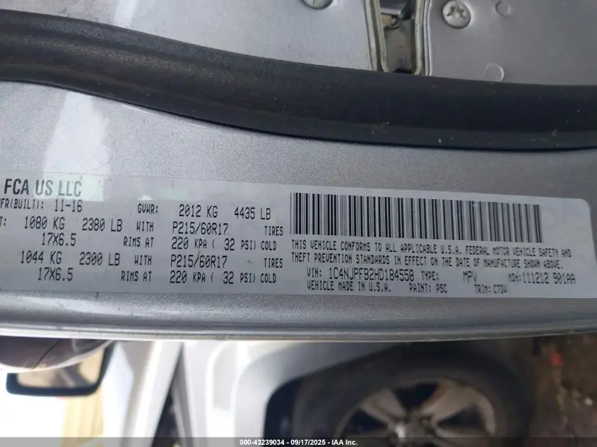 2017 JEEP PATRIOT LATITUDE FWD