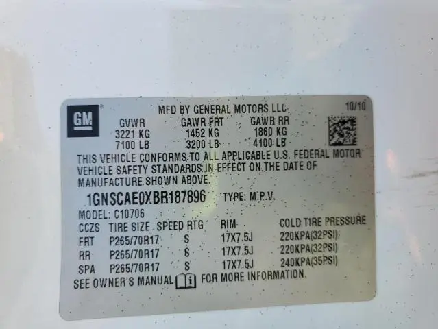 2011 CHEVROLET TAHOE C1500 LS  