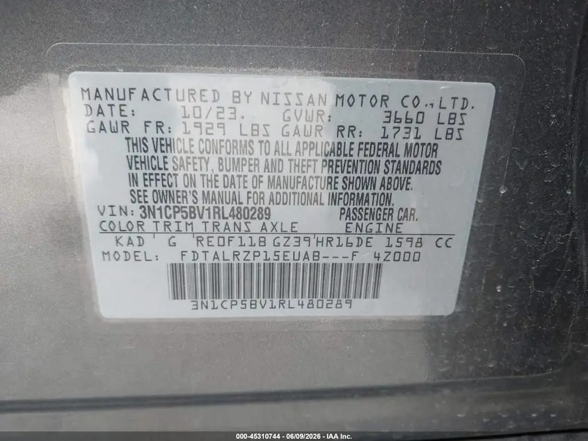 2024 NISSAN KICKS S XTRONIC CVT