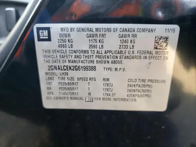 2016 CHEVROLET EQUINOX LT  