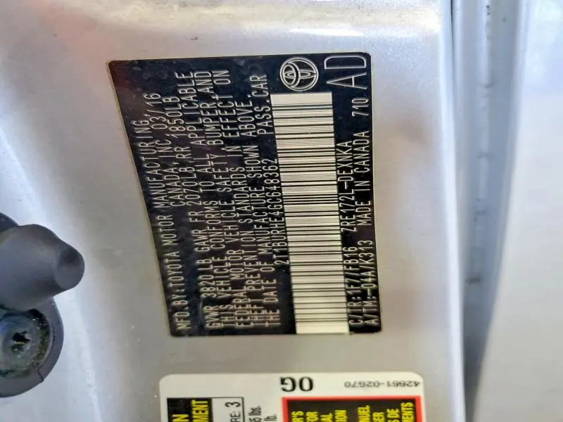 2016 TOYOTA COROLLA LE PLUS/LE PREMIUM  