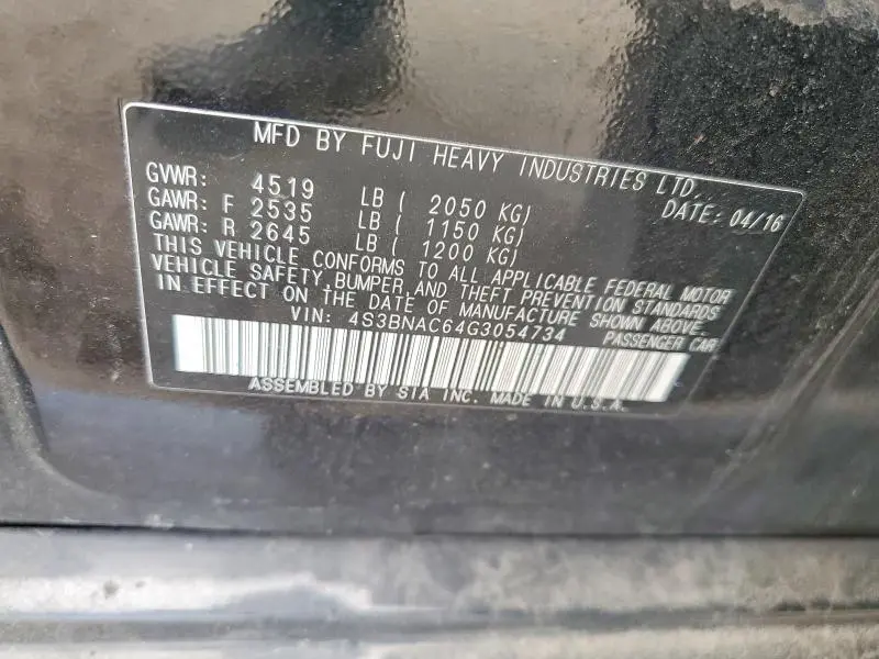 2016 SUBARU LEGACY 2.5I PREMIUM  