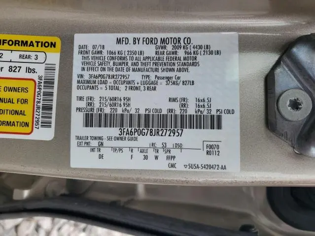 2018 FORD FUSION S  