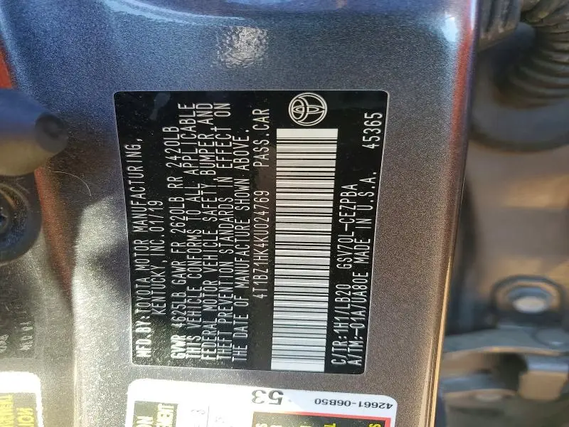 2019 TOYOTA CAMRY XSE V6  