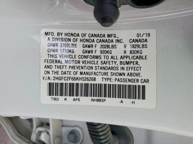 2019 HONDA CIVIC LX  
